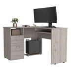 FM Furniture Raleigh L-Shaped Desk with Two Drawers, One Shelf and CPU Storage