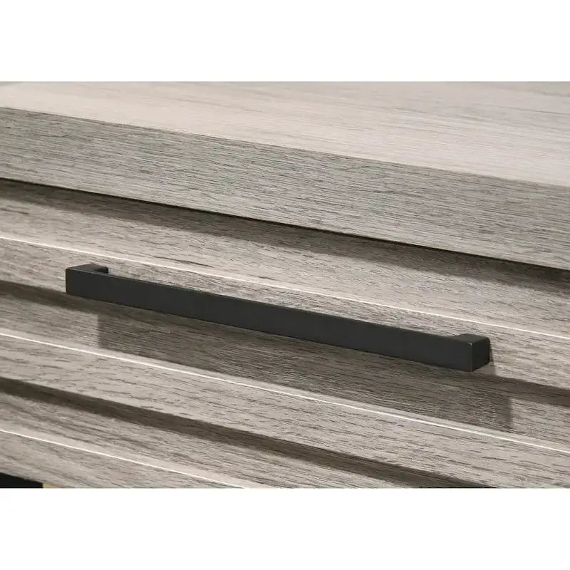 Roundhill Furniture Alvear Wallbed Bed with White LED Lights, Dresser, Mirror, and 2 Nightstands, Weathered Gray