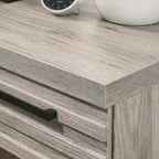 Roundhill Furniture Alvear Wallbed Bed with White LED Lights, Dresser, Mirror, and 2 Nightstands, Weathered Gray