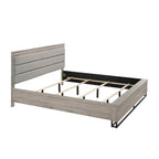 Roundhill Furniture Alvear Wallbed Bed with White LED Lights, Dresser, Mirror, and 2 Nightstands, Weathered Gray