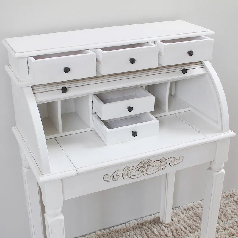 Windsor Carved Wood Roll Top Desk