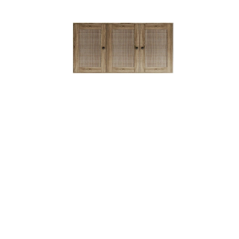 Rattan-Accented Wardrobe - Spacious Clothing Organizer with Style