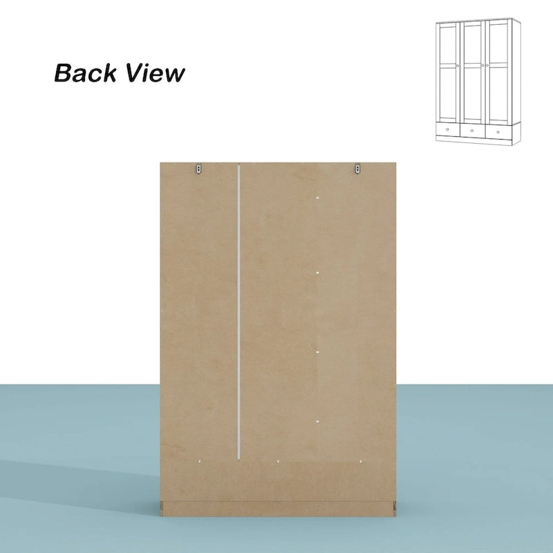 Rattan-Accented Wardrobe - Spacious Clothing Organizer with Style