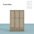 Rattan-Accented Wardrobe - Spacious Clothing Organizer with Style