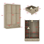 Rattan-Accented Wardrobe - Spacious Clothing Organizer with Style