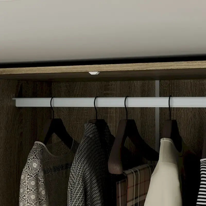 Rattan-Accented Wardrobe - Spacious Clothing Organizer with Style
