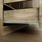 Rattan-Accented Wardrobe - Spacious Clothing Organizer with Style
