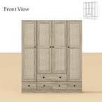 Rattan-Accented Wardrobe - Spacious Clothing Organizer with Style