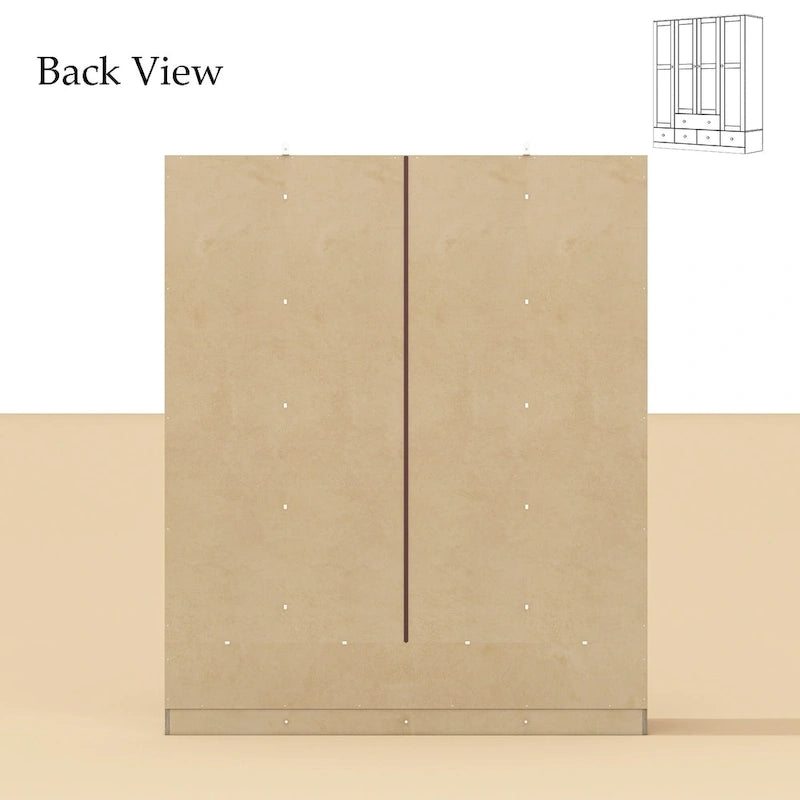 Rattan-Accented Wardrobe - Spacious Clothing Organizer with Style