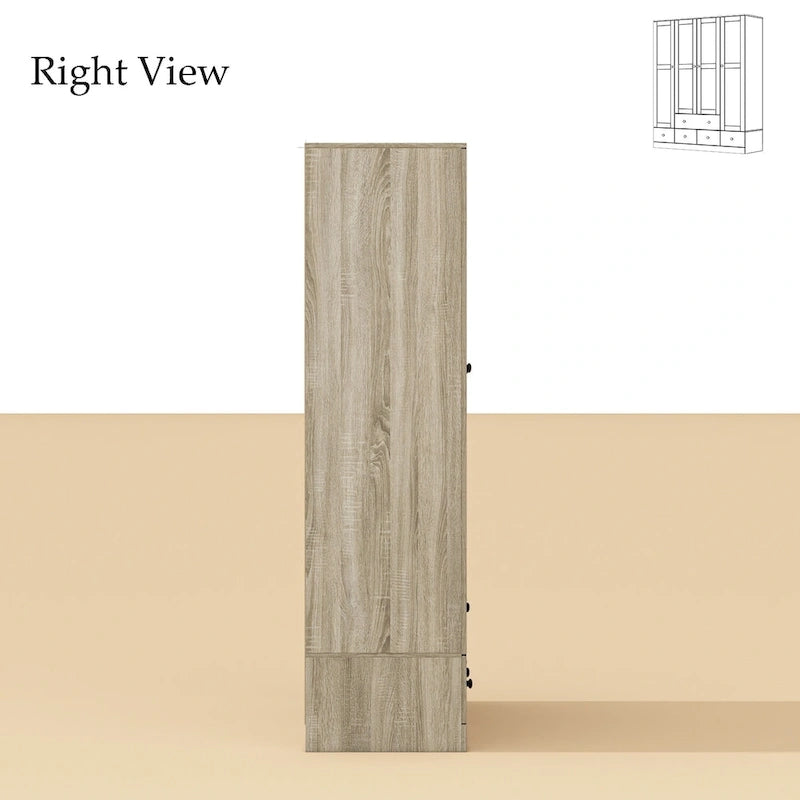 Rattan-Accented Wardrobe - Spacious Clothing Organizer with Style