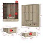 Rattan-Accented Wardrobe - Spacious Clothing Organizer with Style