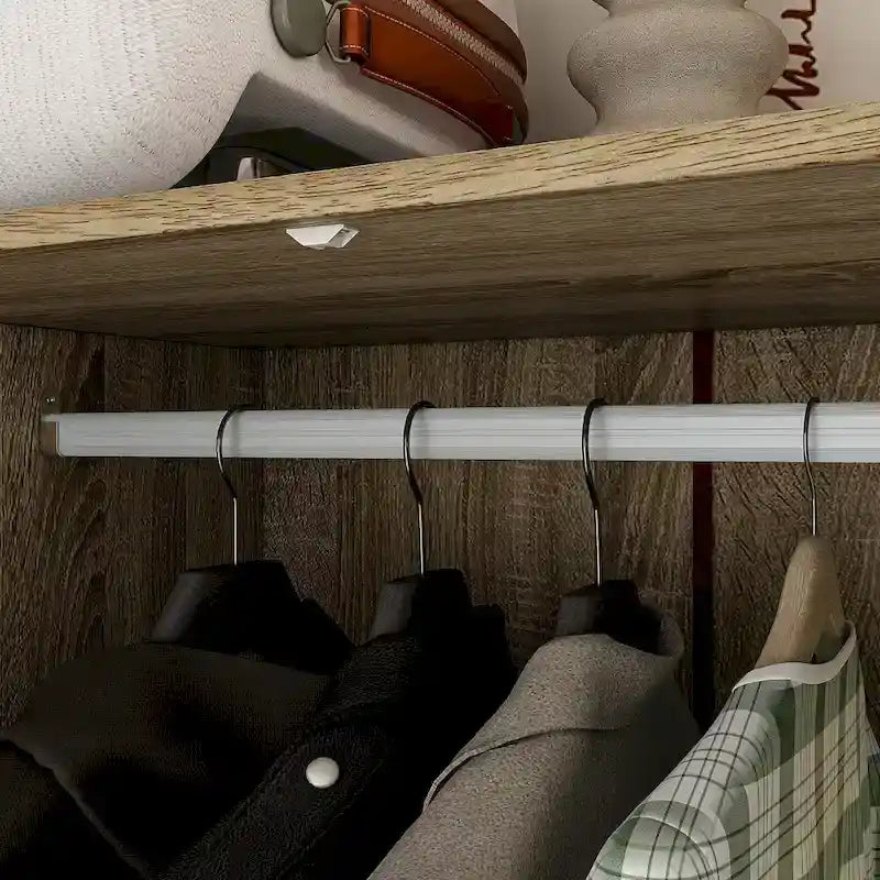 Rattan-Accented Wardrobe - Spacious Clothing Organizer with Style