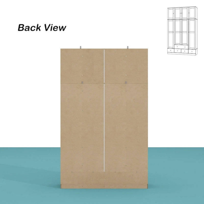 Rattan-Accented Wardrobe - Spacious Clothing Organizer with Style