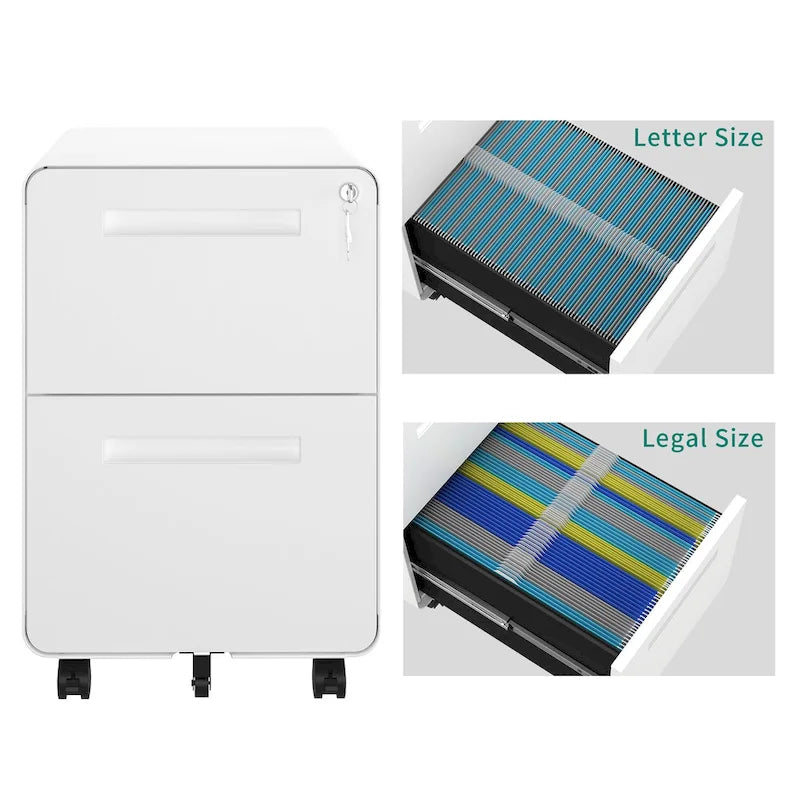Modern 24.8 2-drawer Rolling Locking Steel File Cabinet