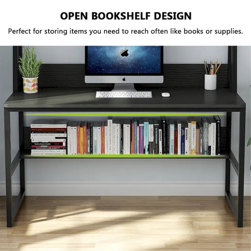47 Inches Computer Desk with Hutch and Bookshelf