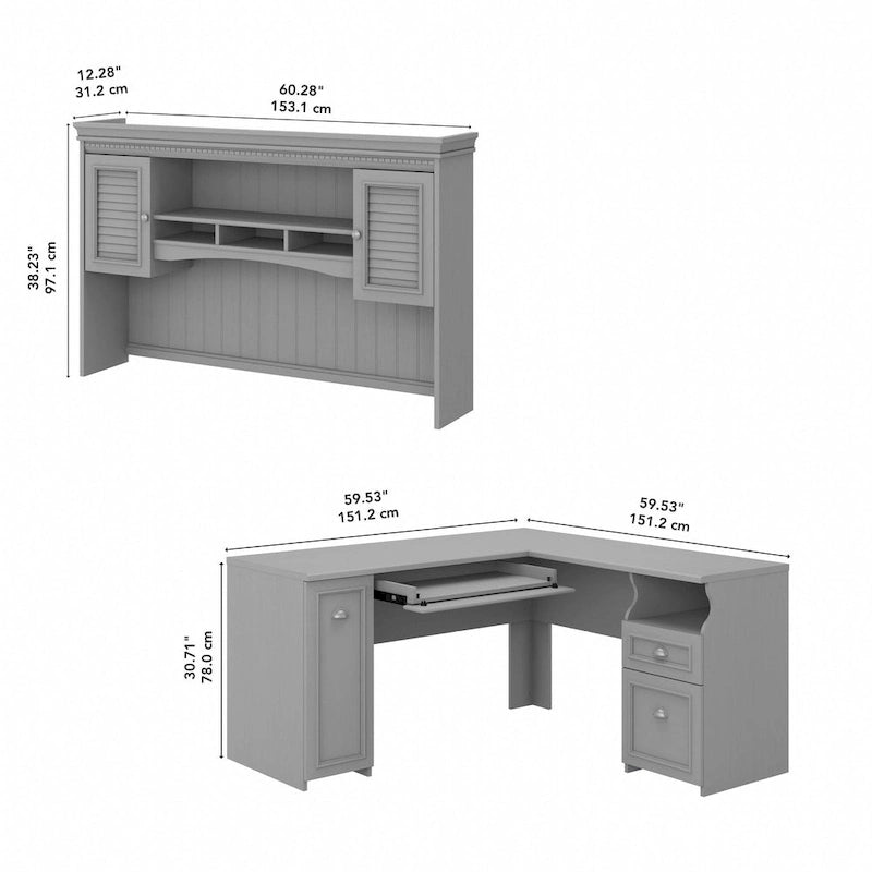 Fairview 60W L Shaped Desk with Hutch by Bush Furniture