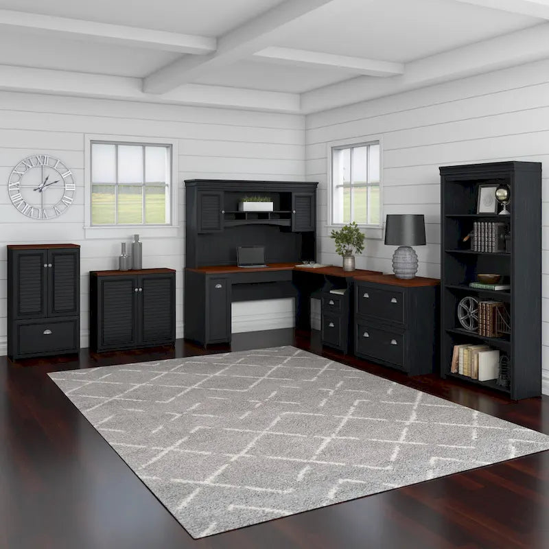 Fairview 60W L Shaped Desk with Hutch by Bush Furniture