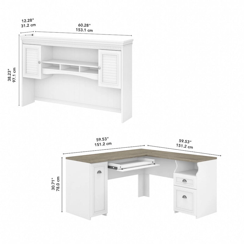 Fairview 60W L Shaped Desk with Hutch by Bush Furniture