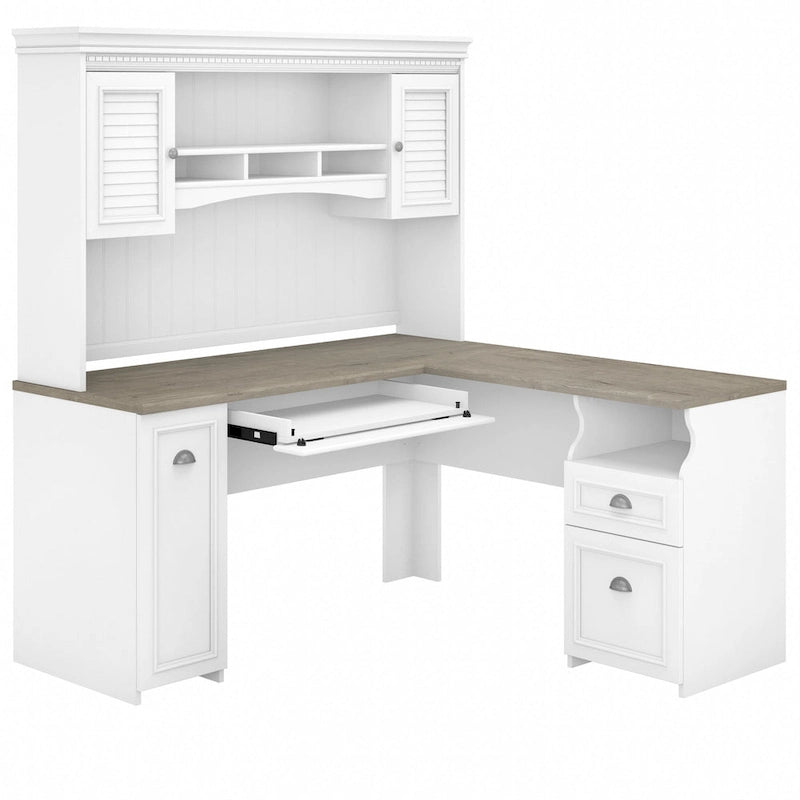 Fairview 60W L Shaped Desk with Hutch by Bush Furniture