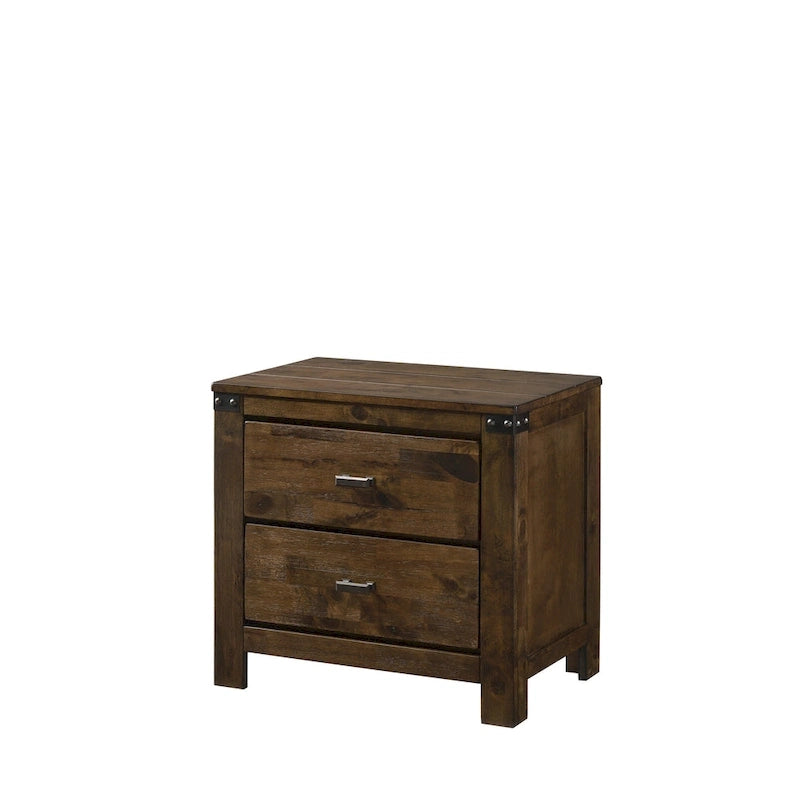 Joell 5 Piece Brown Ructic Panel Bedroom Set