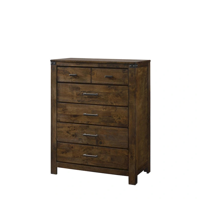 Joell 5 Piece Brown Ructic Panel Bedroom Set