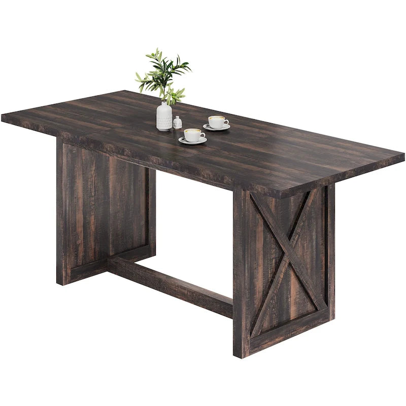 Moasis 70.8 Large Farmhouse Kitchen Dining Room Table for 6 to 8 People