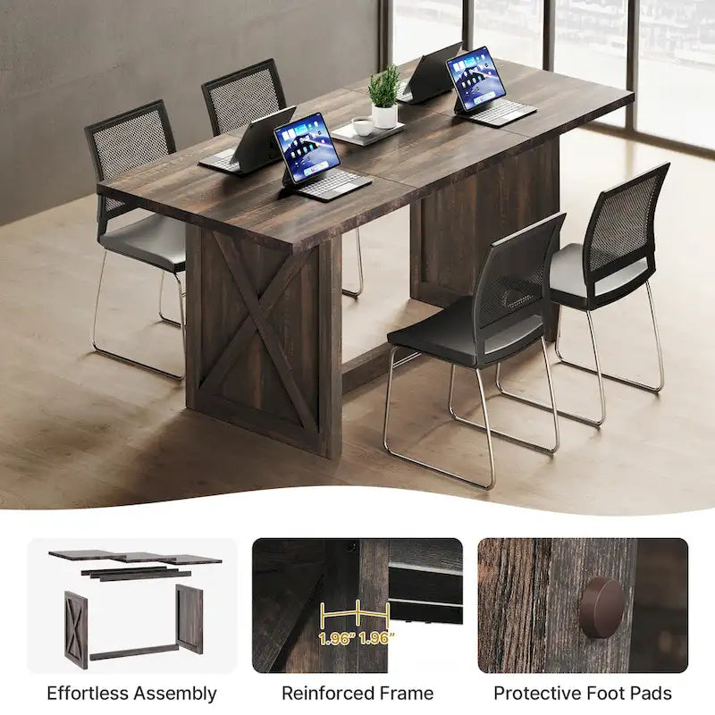 Moasis 70.8 Large Farmhouse Kitchen Dining Room Table for 6 to 8 People