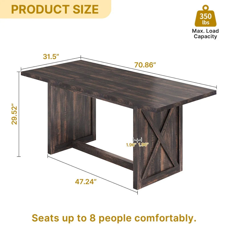 Moasis 70.8 Large Farmhouse Kitchen Dining Room Table for 6 to 8 People