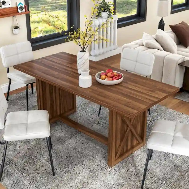 Moasis 70.8 Large Farmhouse Kitchen Dining Room Table for 6 to 8 People
