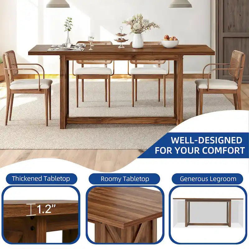 Moasis 70.8 Large Farmhouse Kitchen Dining Room Table for 6 to 8 People