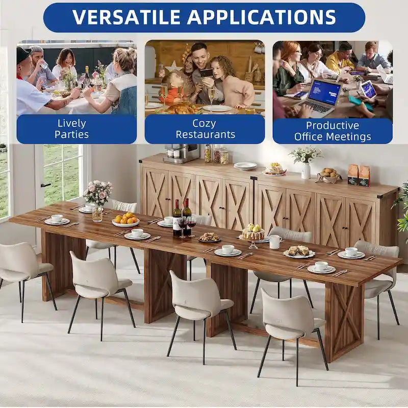 Moasis 70.8 Large Farmhouse Kitchen Dining Room Table for 6 to 8 People