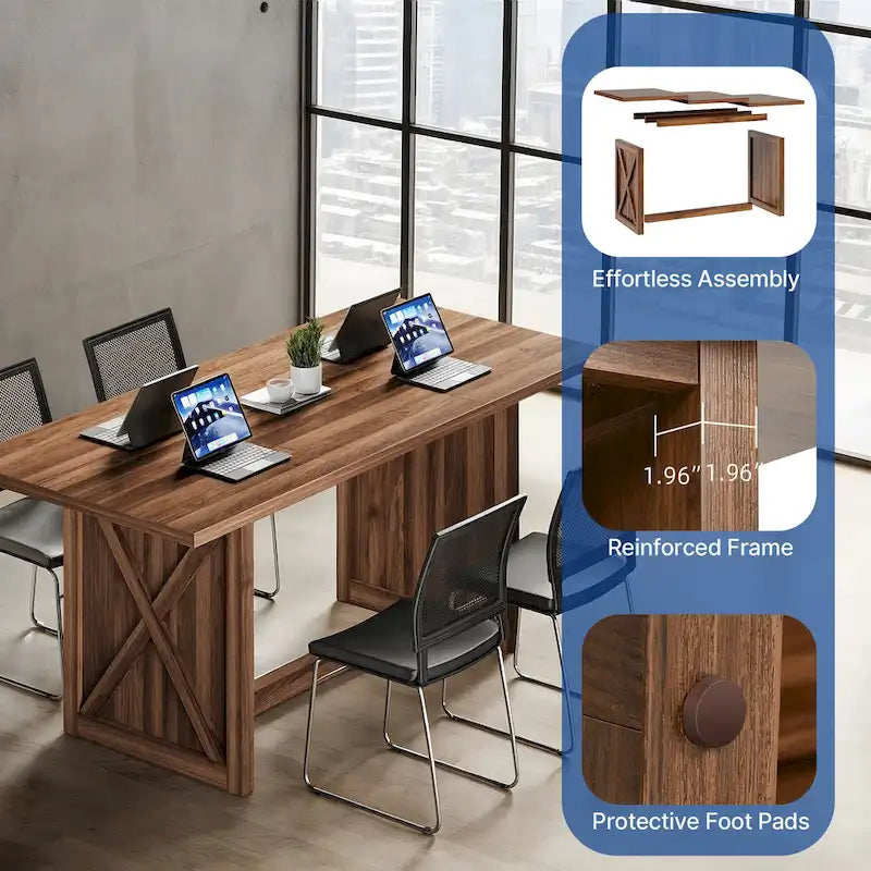 Moasis 70.8 Large Farmhouse Kitchen Dining Room Table for 6 to 8 People