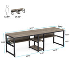 78.7 Two Person Desk with Bookshelf, Office Double Desk for Two Person