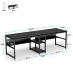 78.7 Two Person Desk with Bookshelf, Office Double Desk for Two Person
