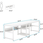78.7 Two Person Desk with Bookshelf, Office Double Desk for Two Person