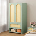 Moasis 70 Rattan Armoire Bedroom Wardrobe with Drawer & Hanging Rod