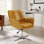 Orange Leather Swivel Office Chair - Single Seater Adjustable