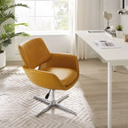 Orange Leather Swivel Office Chair - Single Seater Adjustable