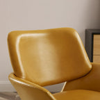 Orange Leather Swivel Office Chair - Single Seater Adjustable