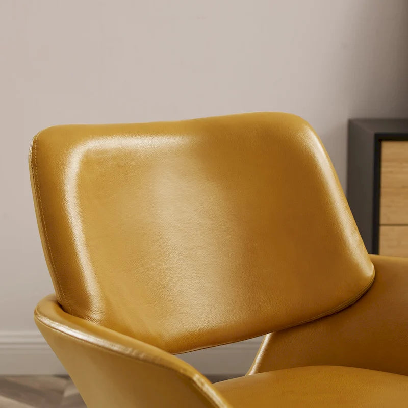 Orange Leather Swivel Office Chair - Single Seater Adjustable