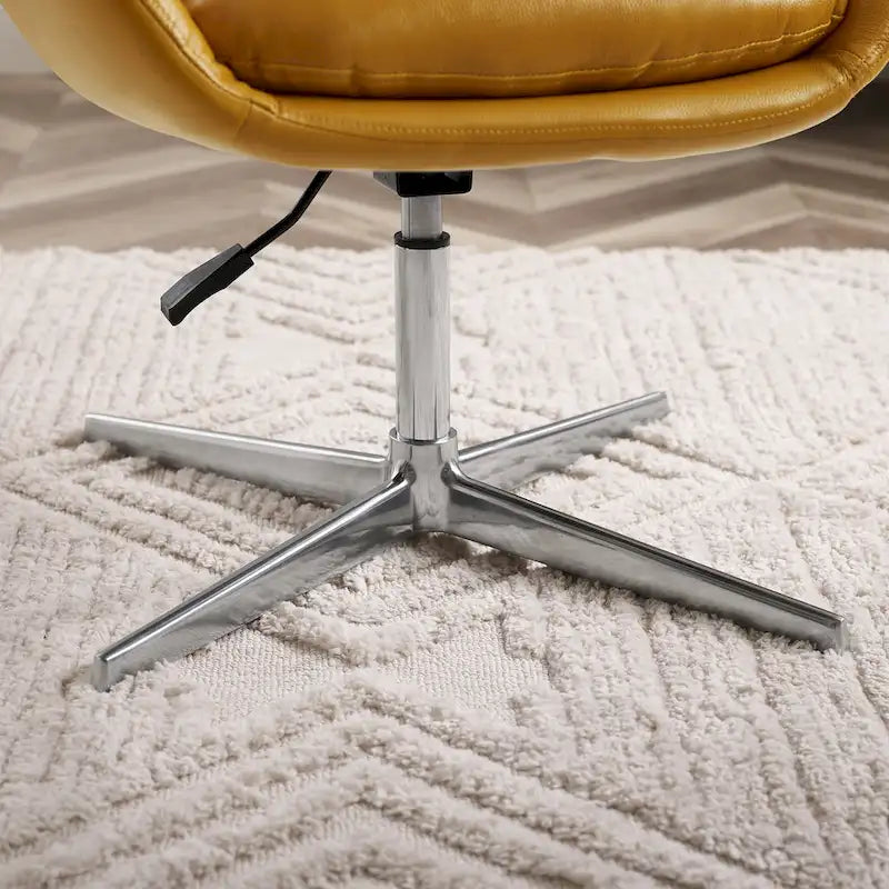 Orange Leather Swivel Office Chair - Single Seater Adjustable