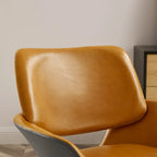 Orange Leather Swivel Office Chair - Single Seater Adjustable