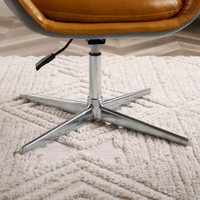 Orange Leather Swivel Office Chair - Single Seater Adjustable