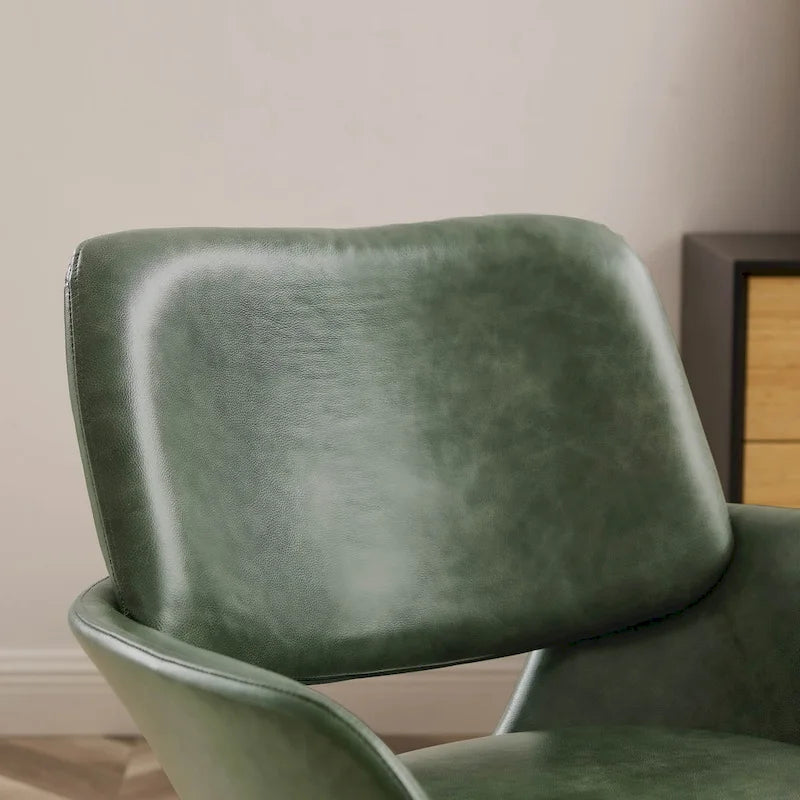 Orange Leather Swivel Office Chair - Single Seater Adjustable