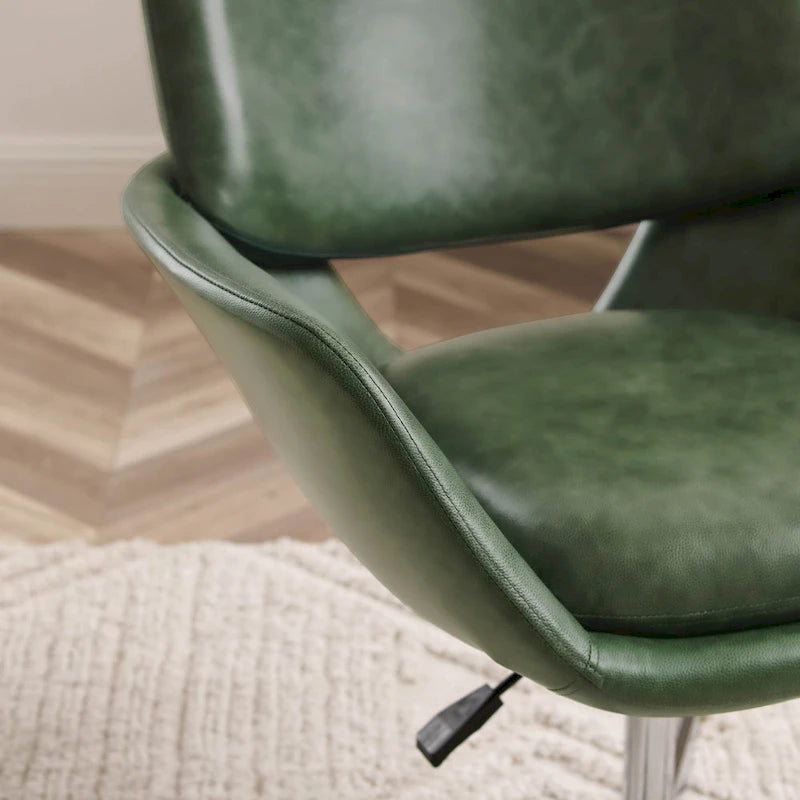 Orange Leather Swivel Office Chair - Single Seater Adjustable