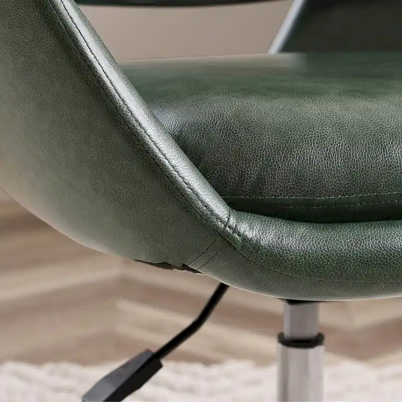 Orange Leather Swivel Office Chair - Single Seater Adjustable