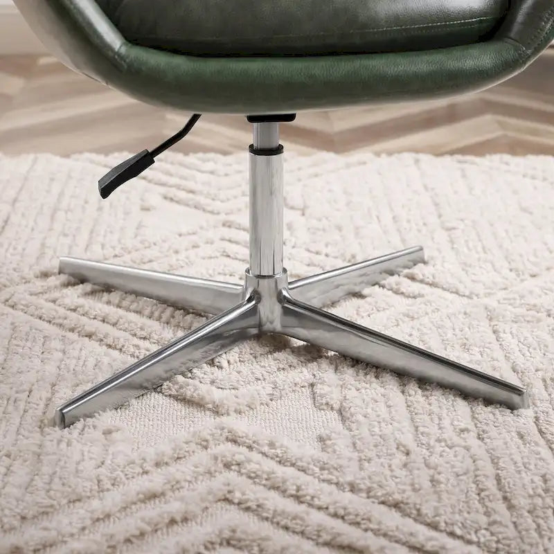 Orange Leather Swivel Office Chair - Single Seater Adjustable