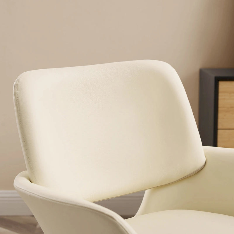 Orange Leather Swivel Office Chair - Single Seater Adjustable