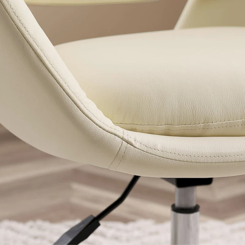 Orange Leather Swivel Office Chair - Single Seater Adjustable