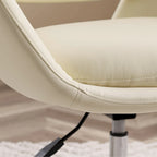 Orange Leather Swivel Office Chair - Single Seater Adjustable